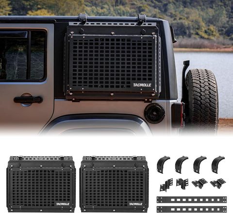 Tacmolle Tactical Rear Side Window Storage Box MOLLE Panel for Jeep Wrangler JK, 2-Pack