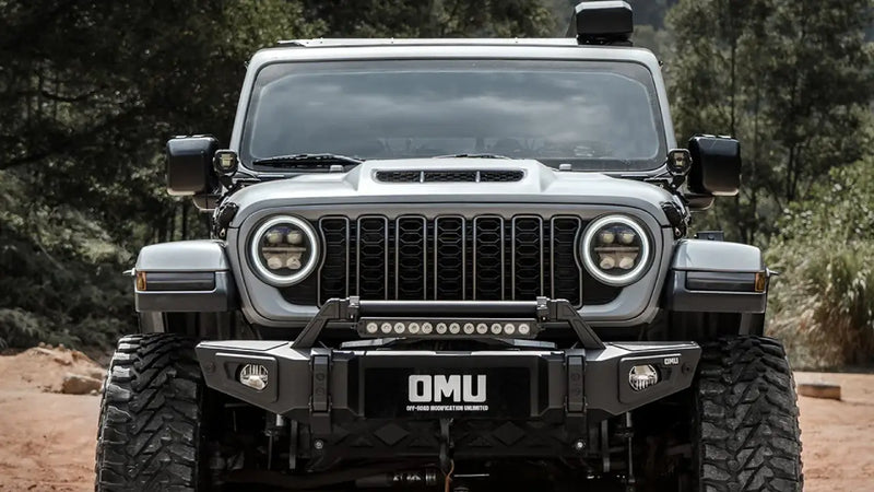OMU Genesis front bumper Jeep Wrangler JL matte black steel aluminum carbon fiber