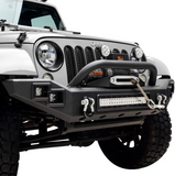 Maiker Black Front Full-Width Bumper With LED For Jeep Wrangler JK