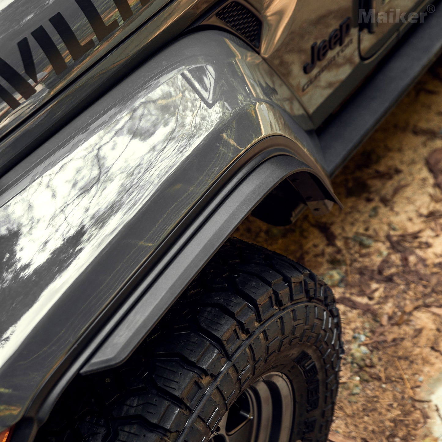 Maiker Extension Fender Trim พร้อม Rivet สำหรับ Jeep Gladiator JT อุปกรณ์เสริม