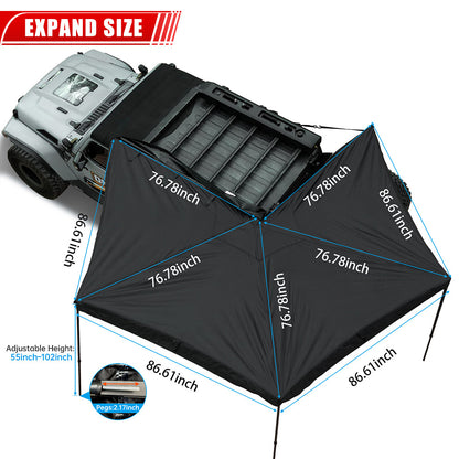 Overland 270° Awning House Tent for Driver Side, Only Top Awning Not Include Side wall