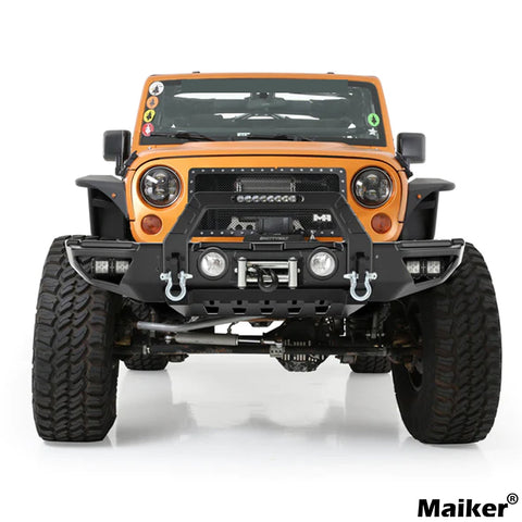 กันชนหน้าเหล็ก Maiker พร้อมรูเซนเซอร์สำหรับอุปกรณ์เสริม Jeep Wrangler JL/JT