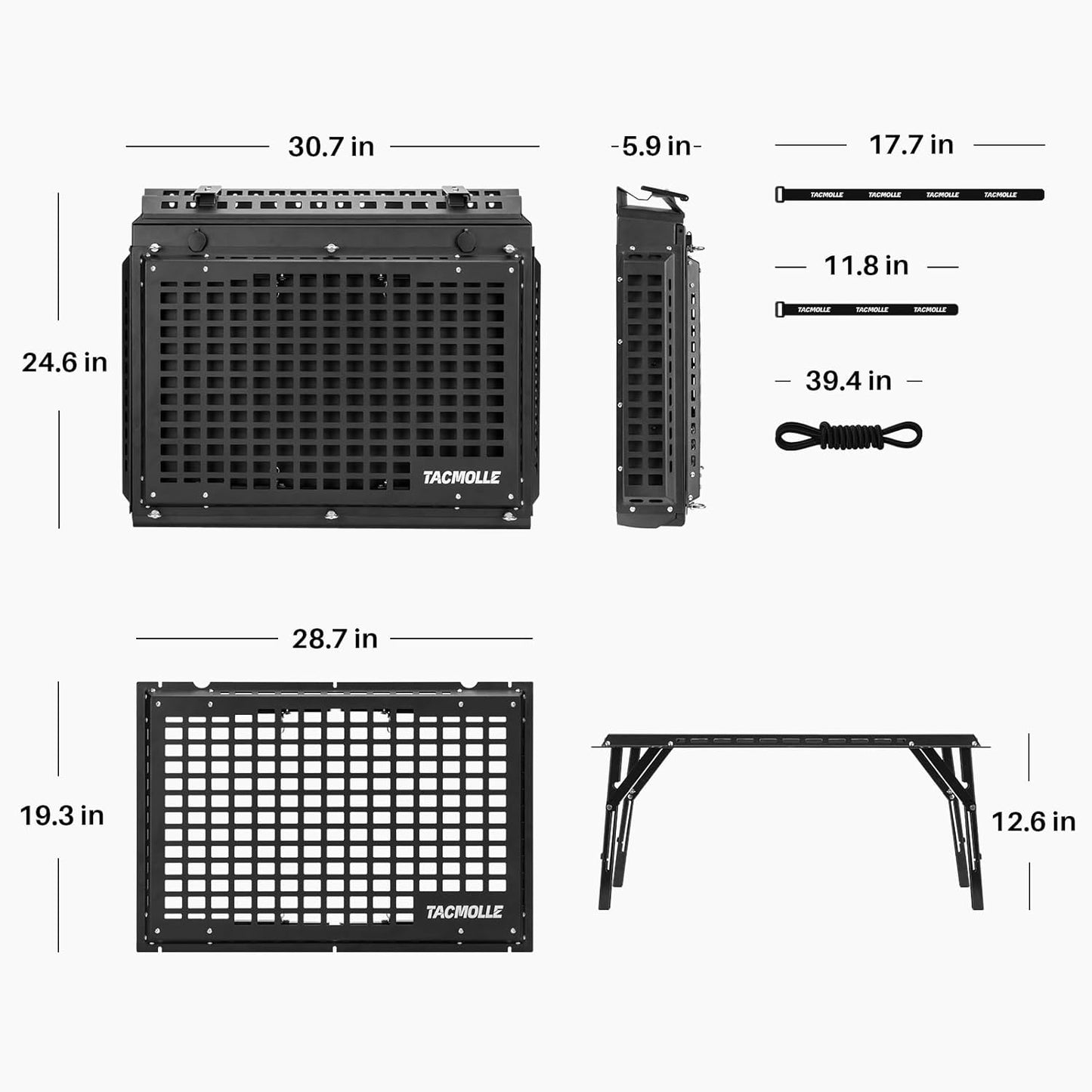 Tacmolle Rear Side Window Storage Box and Panel Set for Jeep Wrangler JK
