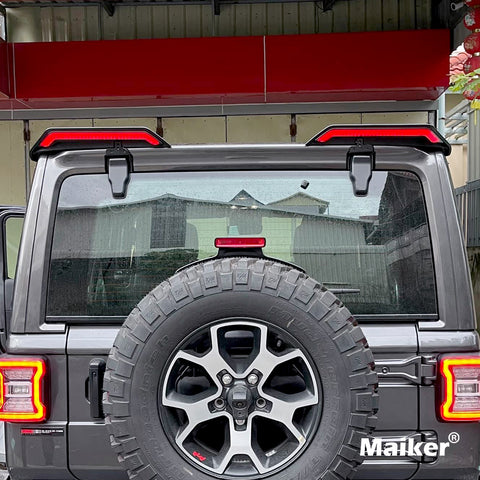 Maiker Roof Mount Spoiler Wing Splitter With LED Light For Jeep Wrangler JK JL