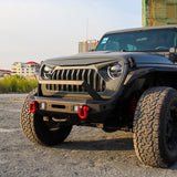 กันชนหน้าเหล็ก Maiker พร้อมรูเซนเซอร์สำหรับอุปกรณ์เสริม Jeep Wrangler JL