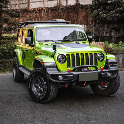 กันชนหน้าครบรอบ 10 ปีพร้อมมุมและรูเรดาร์สำหรับ Jeep wrangler JL 18+ 