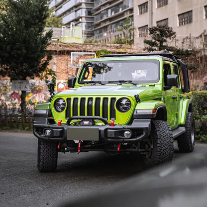 กันชนหน้าครบรอบ 10 ปีพร้อมมุมและรูเรดาร์สำหรับ Jeep wrangler JL 18+ 