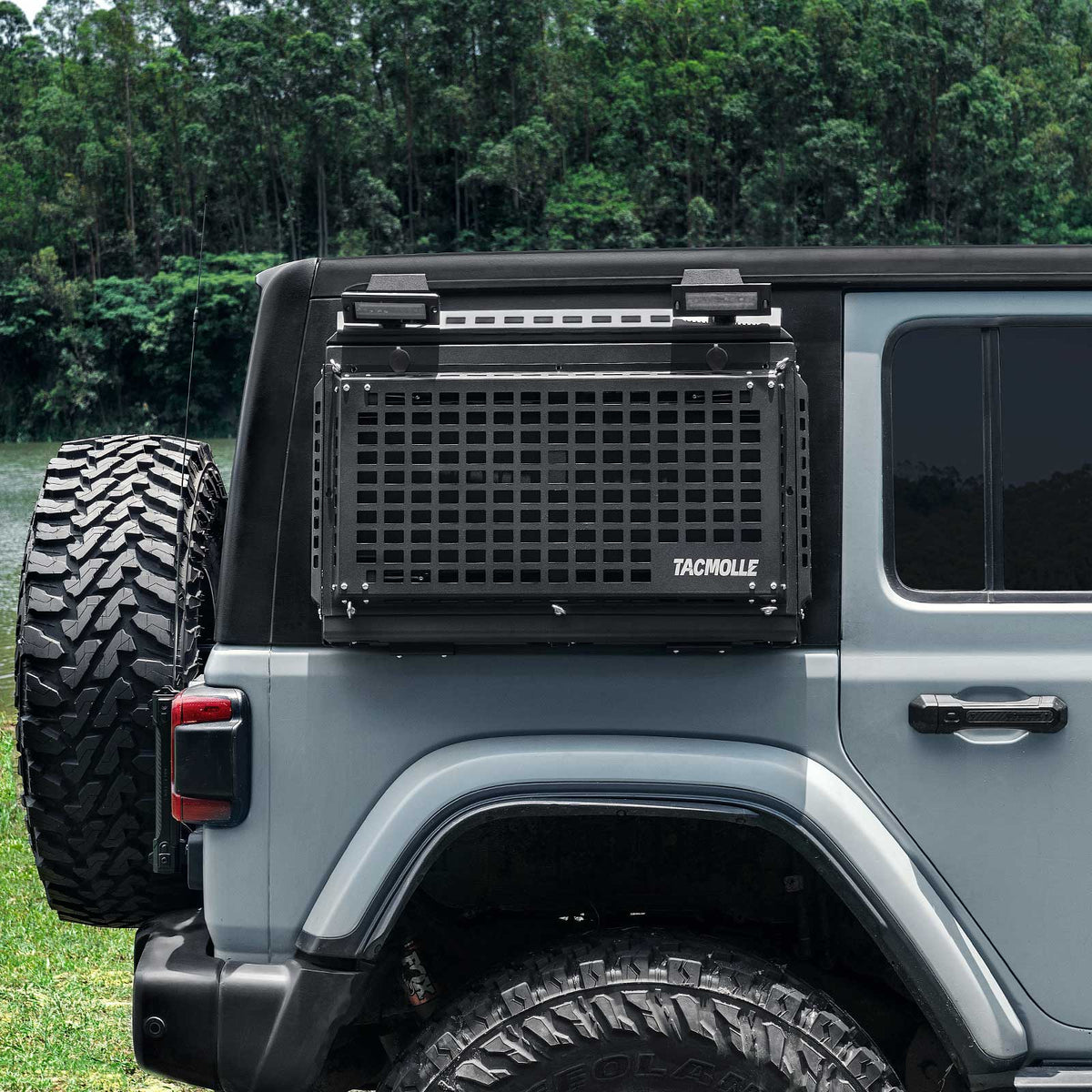 Tacmolle Multi-functional Rear Window Storage Box with Concealed Table for Jeep Wrangler JL