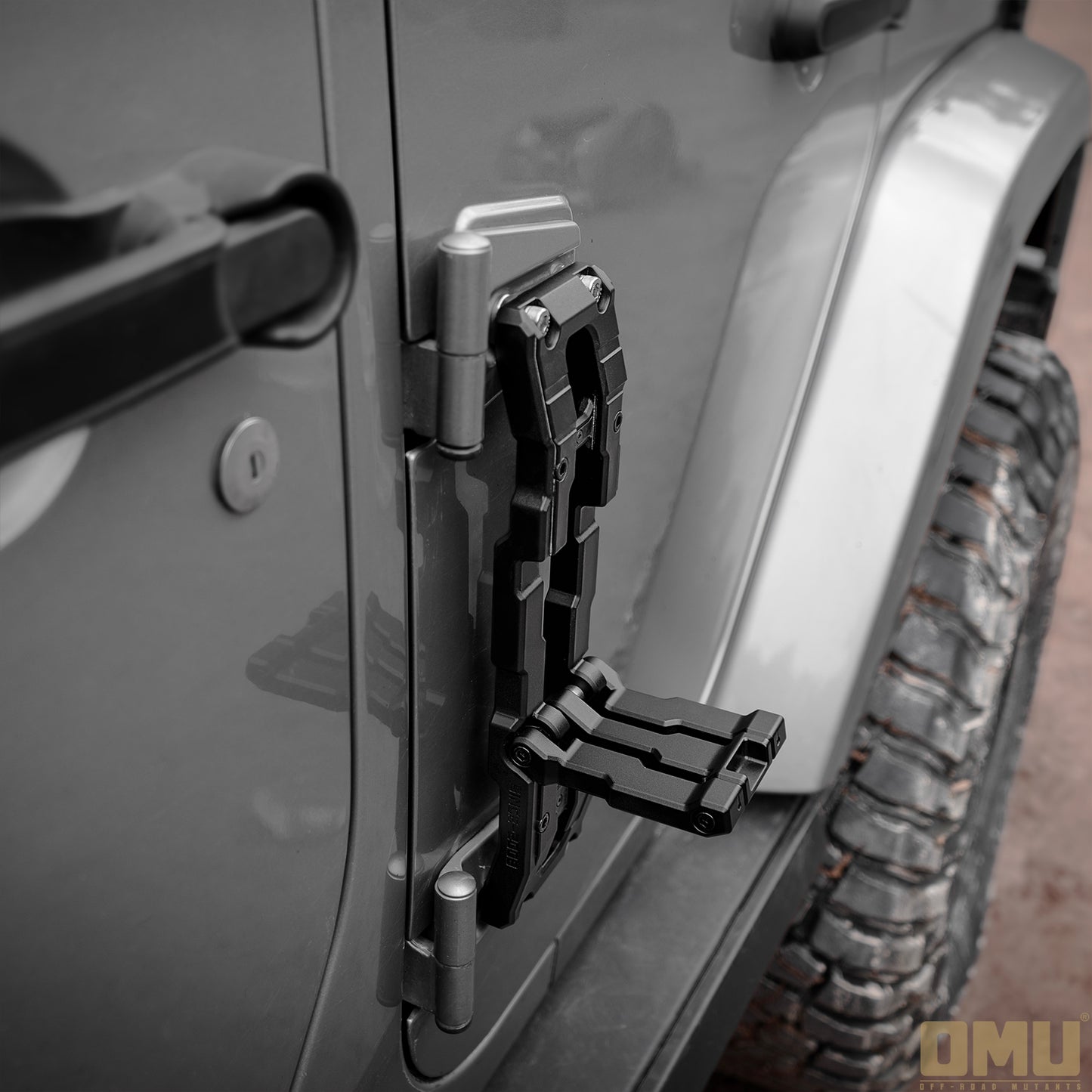 OMU Genesis Series Aluminum Door Hinge Step Folding Foot Pedal for Jeep Wrangler JK JL JT