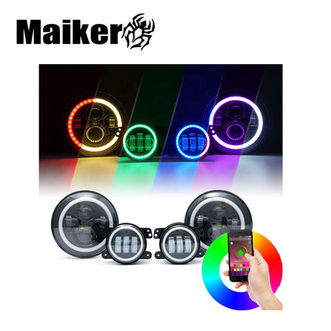 10w Rgb Whole Light Set For Jeep Wrangler Tj Jk Bluetooth Control Light For Wrangler Jk 2007 Up Led Light