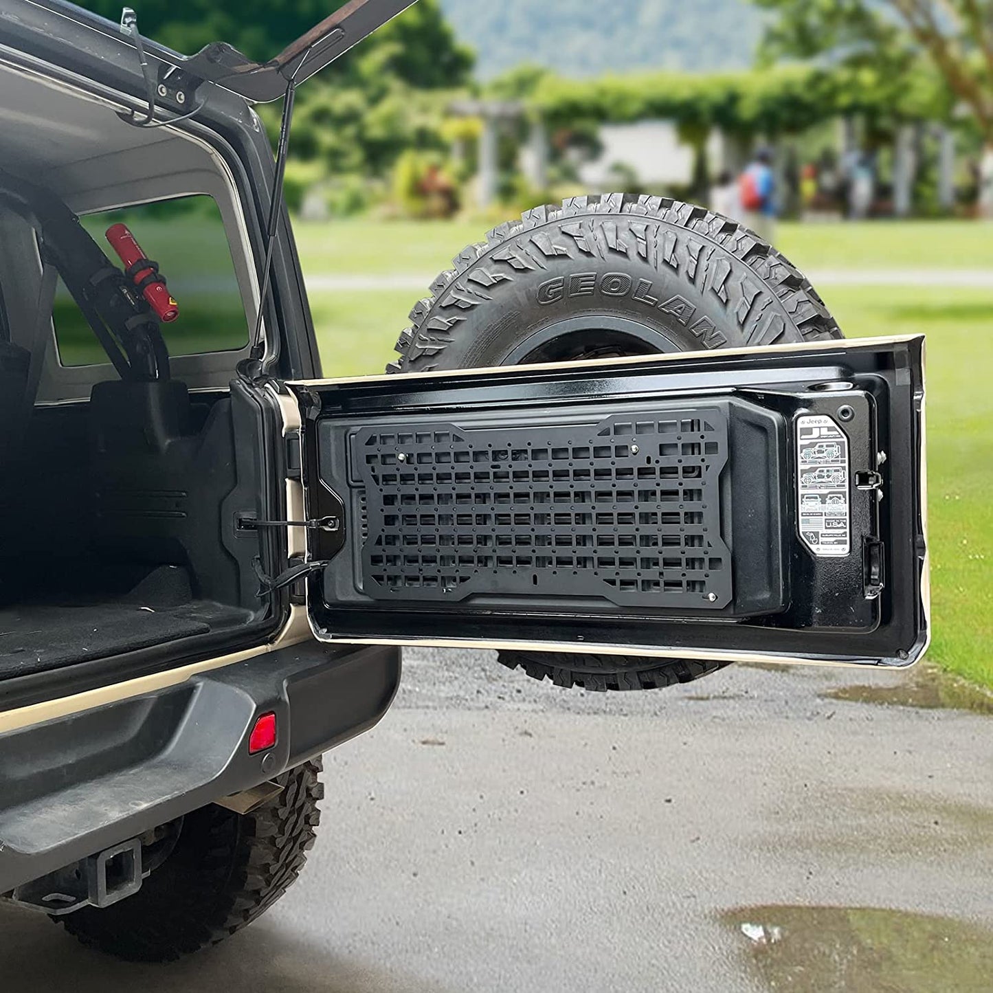 แผงยุทธวิธี Maiker Tailgate พร้อมกระเป๋า Moll 3 ใบ/สำหรับอุปกรณ์เสริม Jeep Wrangler JKJL